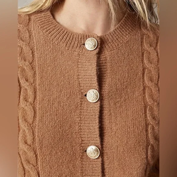 J.Crew Cable-knit cardigan sweater in burgundy - Picture 4 of 11